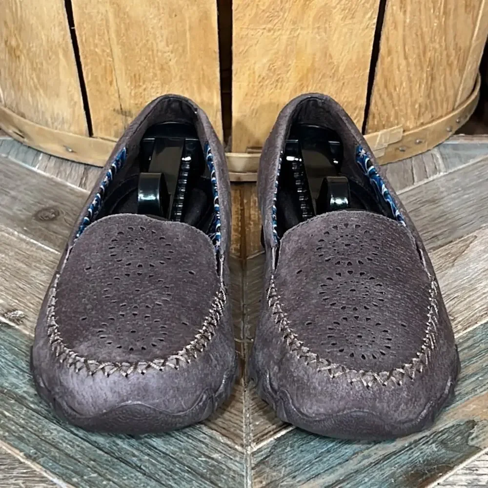 Skechers Relaxed Fit Bikers Expressway Brown Suede Slip-On Shoes Womens Size 6.5